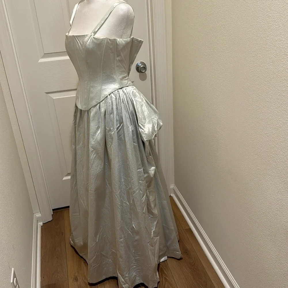 Gunne Sax x Jessica McClintock satin corset ball gown bustle back size 3/4 - Picture 4 of 15